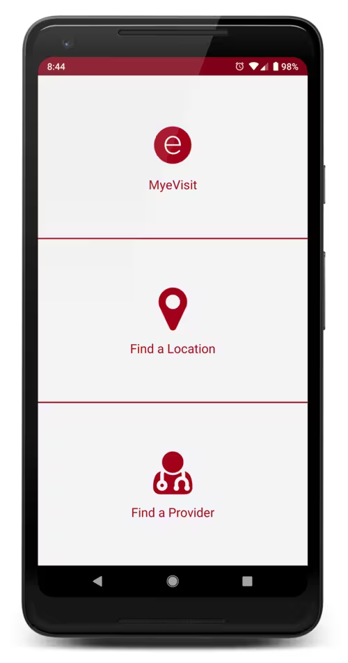 A screenshot of the Saint Alphonsus app, framed in a mobile device