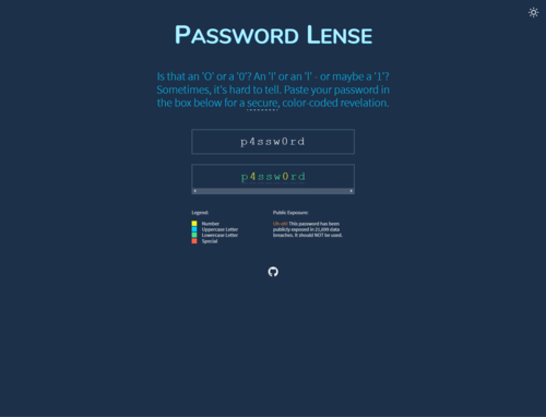 A screenshot of the pwned app displaying the analysis of an example password